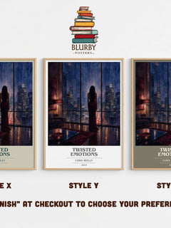 Twisted Emotions book cover print in frame leaning in hallway – romance wall art