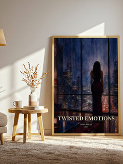 Twisted Emotions watercolour print in frame leaning in hallway – romance wall art