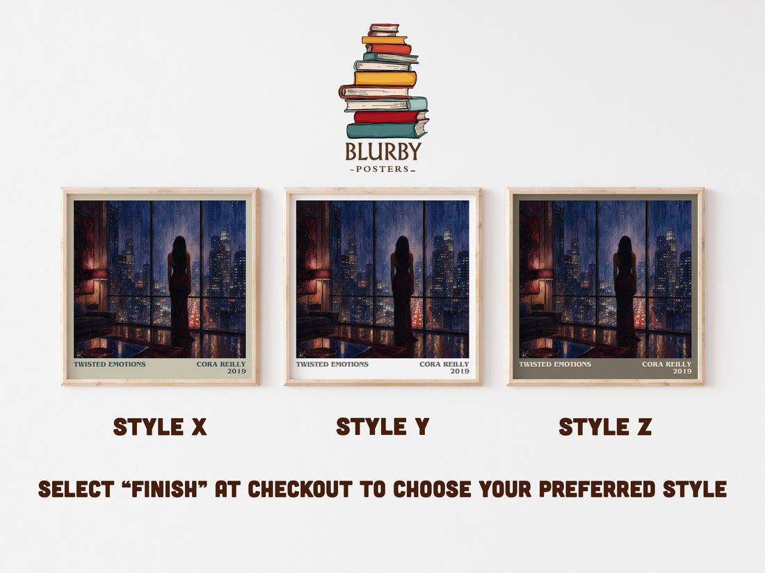 Twisted Emotions literary print in frame leaning in hallway – romance wall art (mockup)