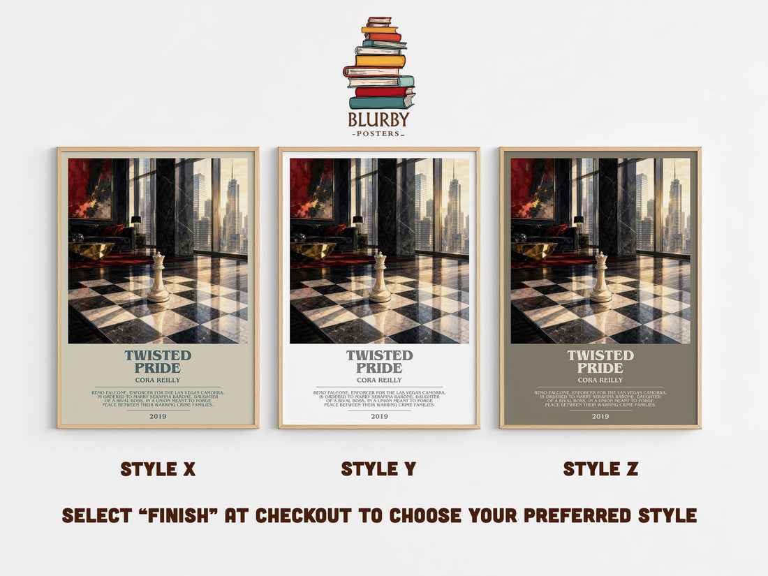 Twisted Pride bookish print in frame leaning in hallway – romance wall art (mockup)