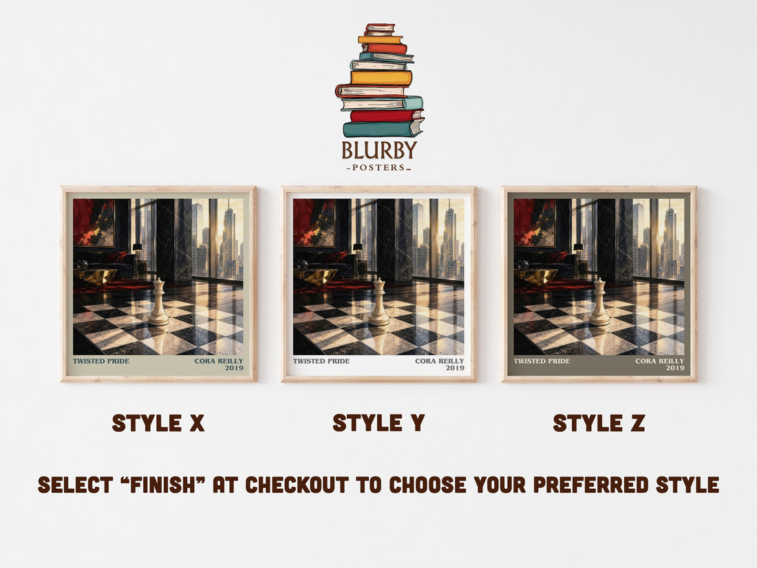 Twisted Pride literary print in frame leaning in hallway – romance wall art (mockup)