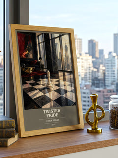 Twisted Pride book cover print framed by window – literary home decor