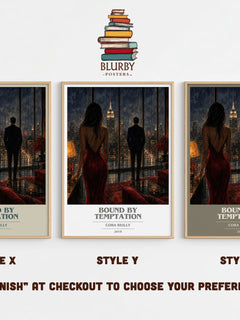 Bound by temptation book cover print in frame leaning in hallway – romance wall art