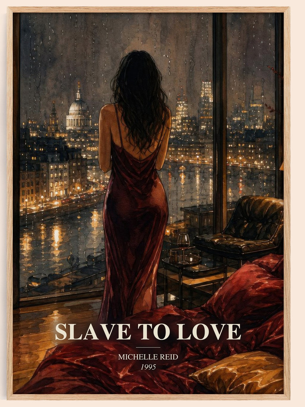Slave to Love watercolour book poster by Michelle Reid – framed literary art print