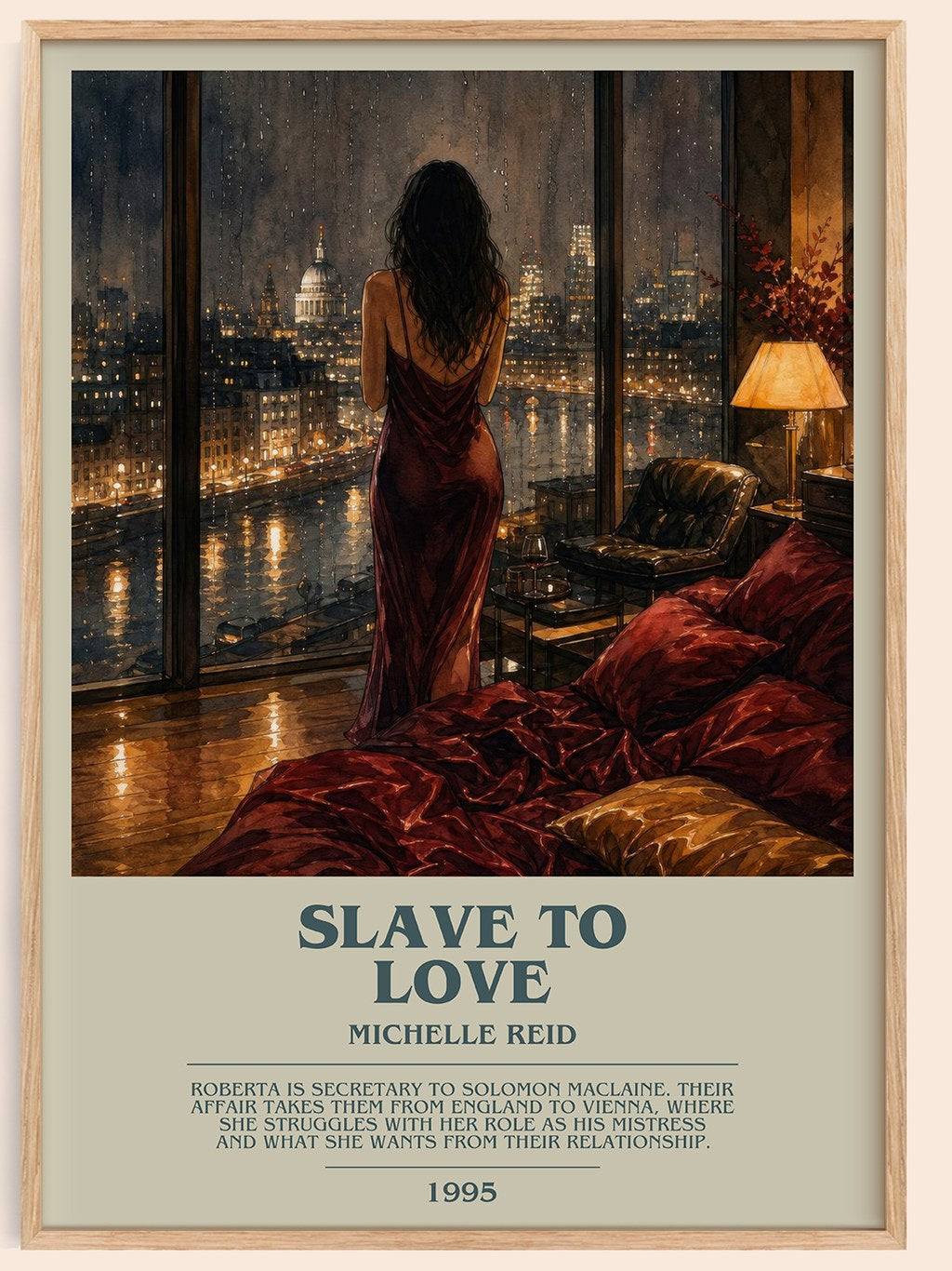 Slave to Love bookish book poster by Michelle Reid – framed literary art print