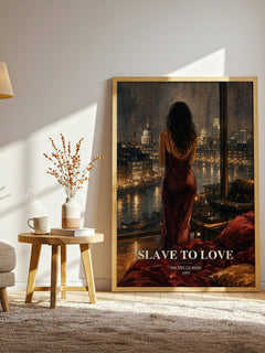 Slave to Love watercolour print in frame leaning in hallway – romance wall art