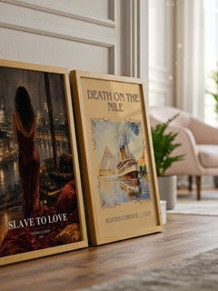 Slave to Love watercolour print framed by window – literary home decor