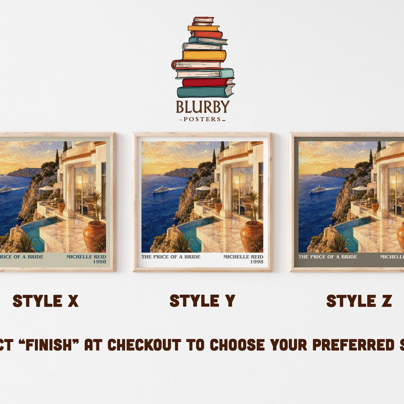 The Price of a Bride literary print in frame leaning in hallway – romance wall art