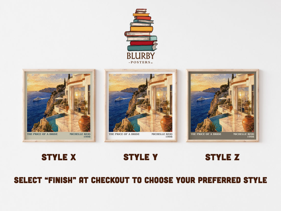 The Price of a Bride literary print in frame leaning in hallway – romance wall art (mockup)