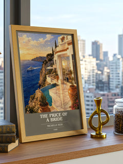 The Price of a Bride book cover print framed by window – literary home decor