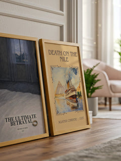 The Ultimate Betrayal watercolour print framed by window – literary home decor