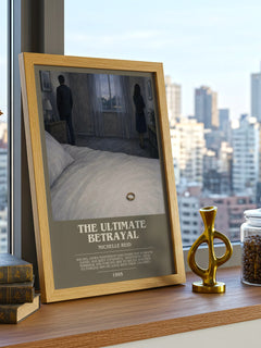 The Ultimate Betrayal bookish print framed by window – literary home decor