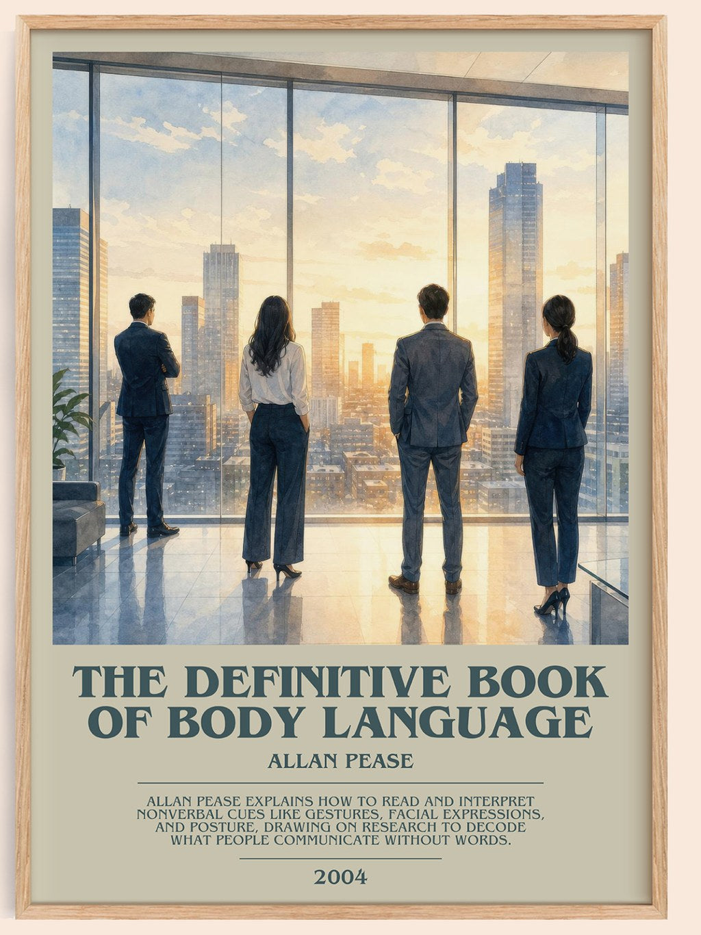 The Definitive Book of Body Language bookish book poster by Allan Pease – framed literary art print
