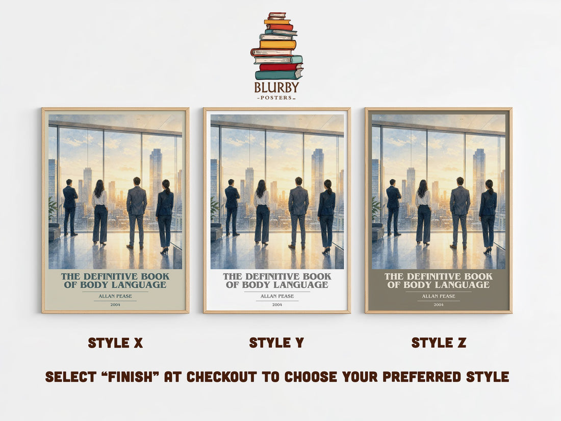 The Definitive Book of Body Language book cover print in frame leaning in hallway – non fiction wall art (mockup)