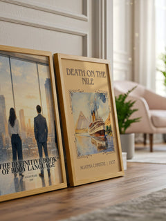 The Definitive Book of Body Language watercolour print framed by window – literary home decor
