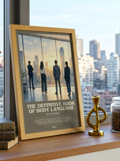The Definitive Book of Body Language bookish print framed by window – literary home decor