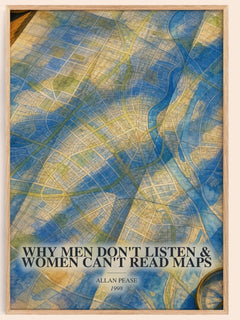 Why men don't listen & women can't read maps watercolour book poster by Allan Pease – framed literary art print