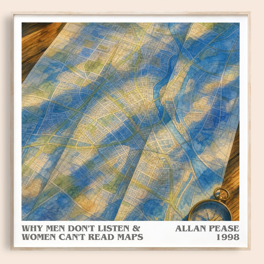Why men don't listen & women can't read maps literary book poster by Allan Pease – framed literary art print