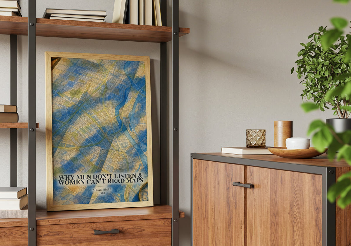 Why men don't listen & women can't read maps book watercolour illustration paper finish options – matte satin gloss