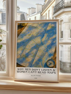 Why men don't listen & women can't read maps book cover poster colour and style options – Allan Pease book art