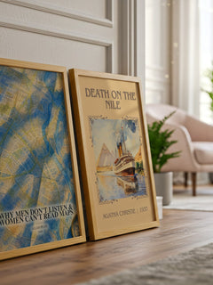 Why men don't listen & women can't read maps watercolour print framed by window – literary home decor