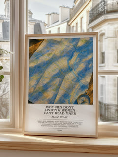 Why men don't listen & women can't read maps bookish poster colour and style options – Allan Pease book art