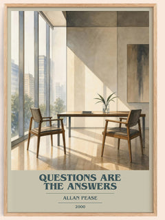 Questions Are the Answers book cover book poster by Allan Pease – framed literary art print