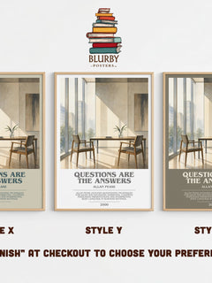 Questions Are the Answers bookish print in frame leaning in hallway – non fiction wall art