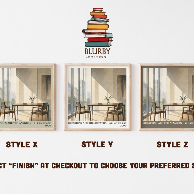 Questions Are the Answers literary print in frame leaning in hallway – non fiction wall art