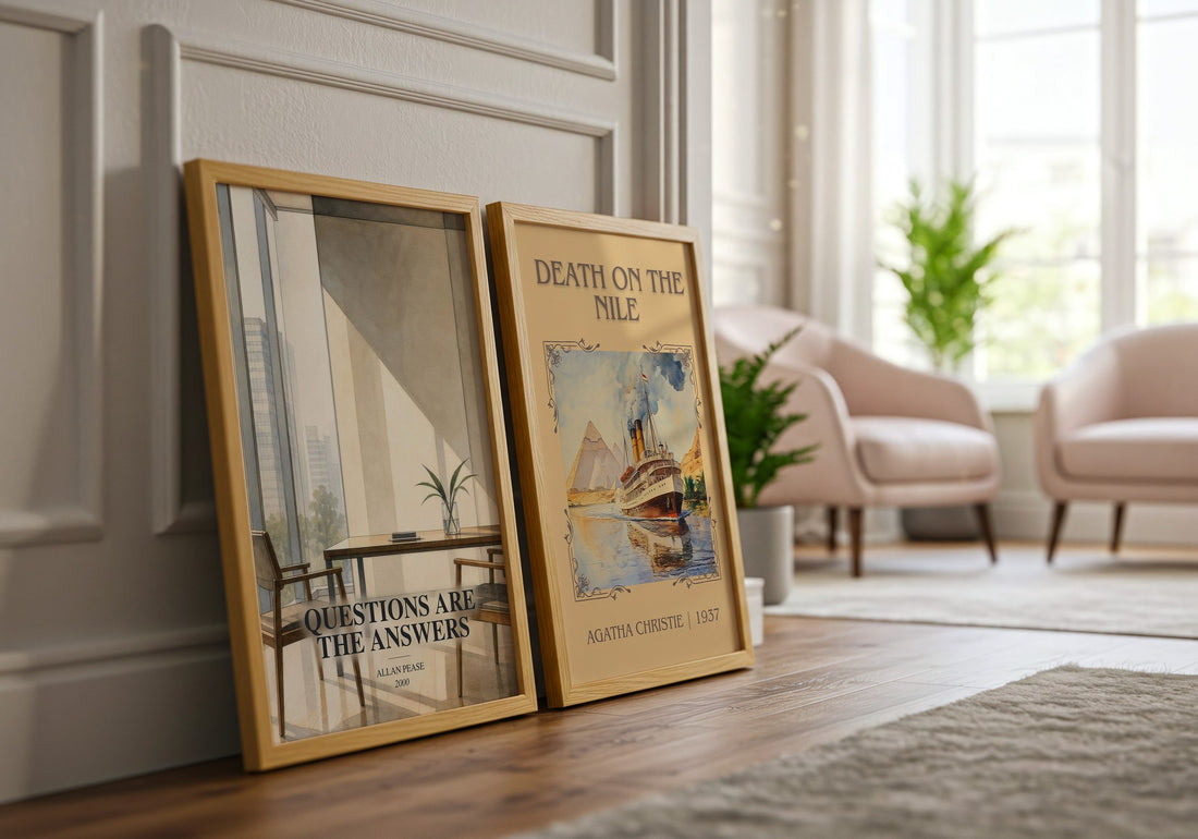 Questions Are the Answers watercolour print framed by window – literary home decor
