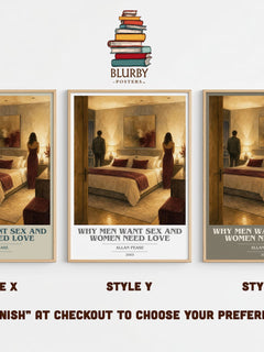 Why Men Want Sex and Women Need Love book cover print in frame leaning in hallway – non fiction wall art