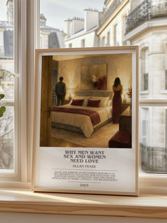 Why Men Want Sex and Women Need Love bookish poster colour and style options – Allan Pease book art