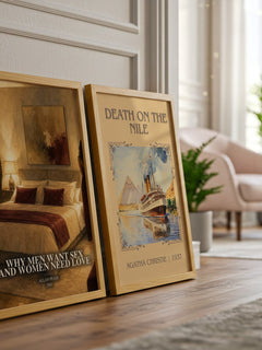 Why Men Want Sex and Women Need Love watercolour print framed by window – literary home decor