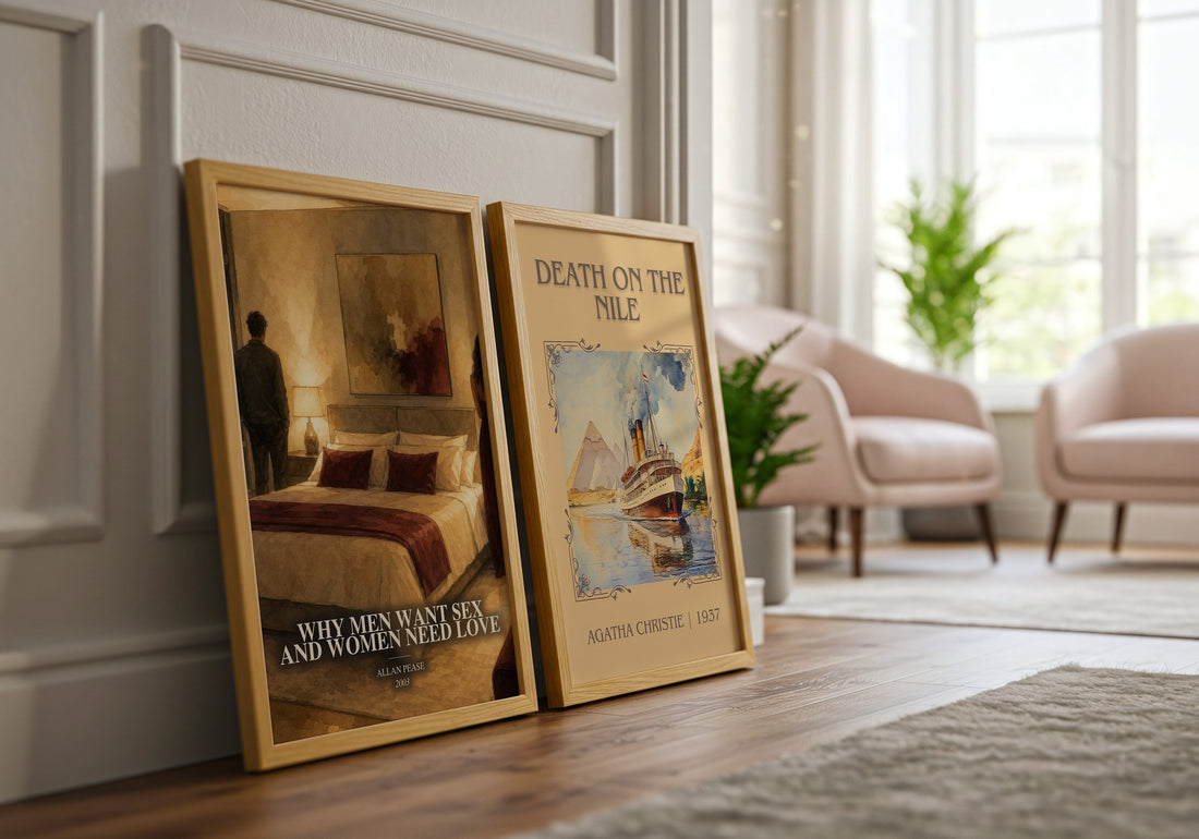 Why Men Want Sex and Women Need Love watercolour print framed by window – literary home decor