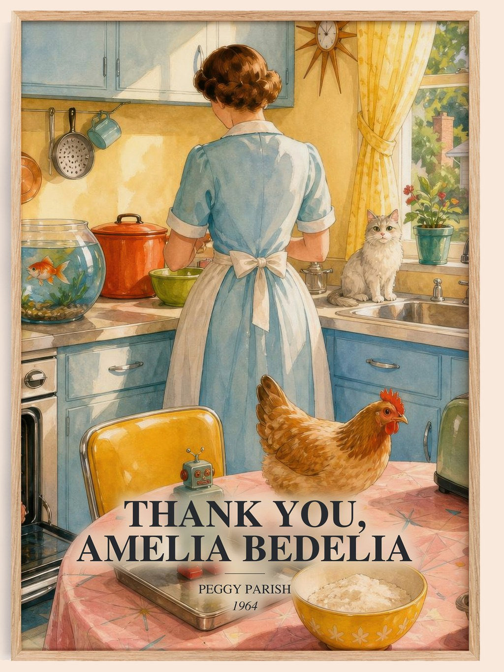 Thank You, Amelia Bedelia watercolour book poster by Peggy Parish – framed literary art print