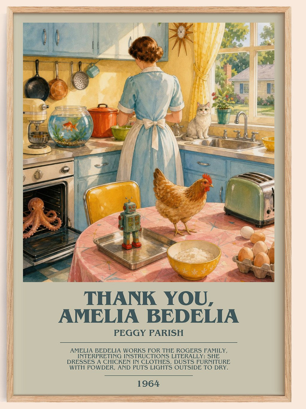 Thank You, Amelia Bedelia bookish book poster by Peggy Parish – framed literary art print