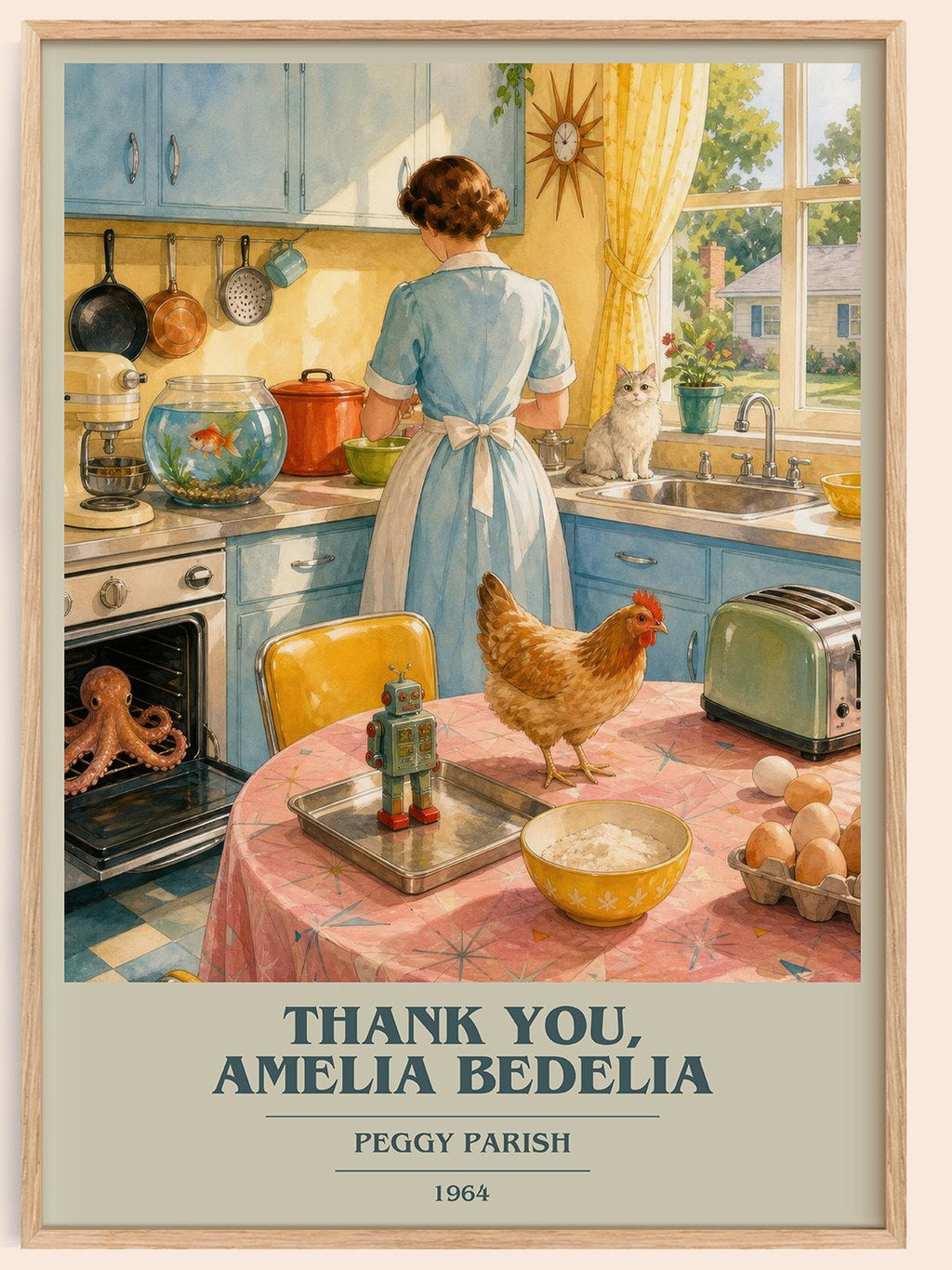 Thank You, Amelia Bedelia book cover book poster by Peggy Parish – framed literary art print