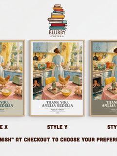 Thank You, Amelia Bedelia book cover print in frame leaning in hallway – childrens wall art