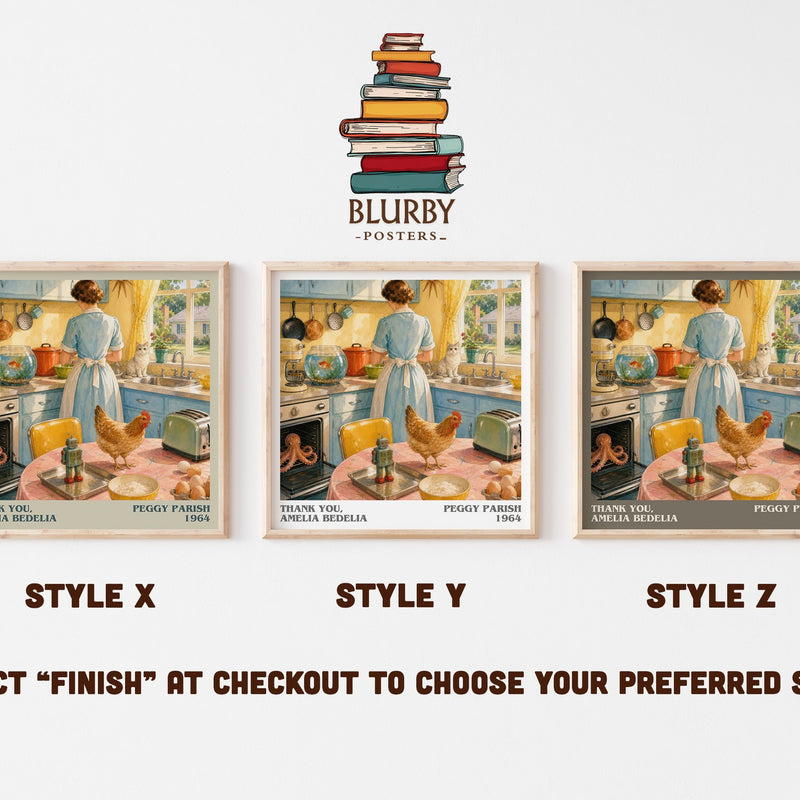 Thank You, Amelia Bedelia literary print in frame leaning in hallway – childrens wall art