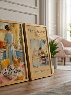 Thank You, Amelia Bedelia watercolour print framed by window – literary home decor