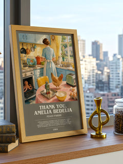 Thank You, Amelia Bedelia bookish print framed by window – literary home decor