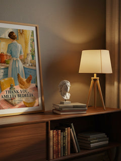 Thank You, Amelia Bedelia watercolour print on bookshelf – Peggy Parish fan gift