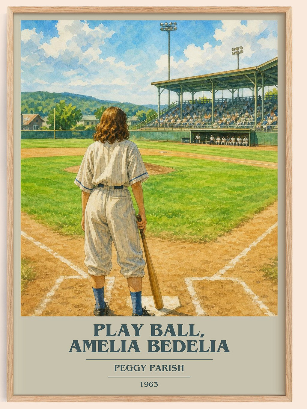 Play Ball, Amelia Bedelia book cover book poster by Peggy Parish – framed literary art print