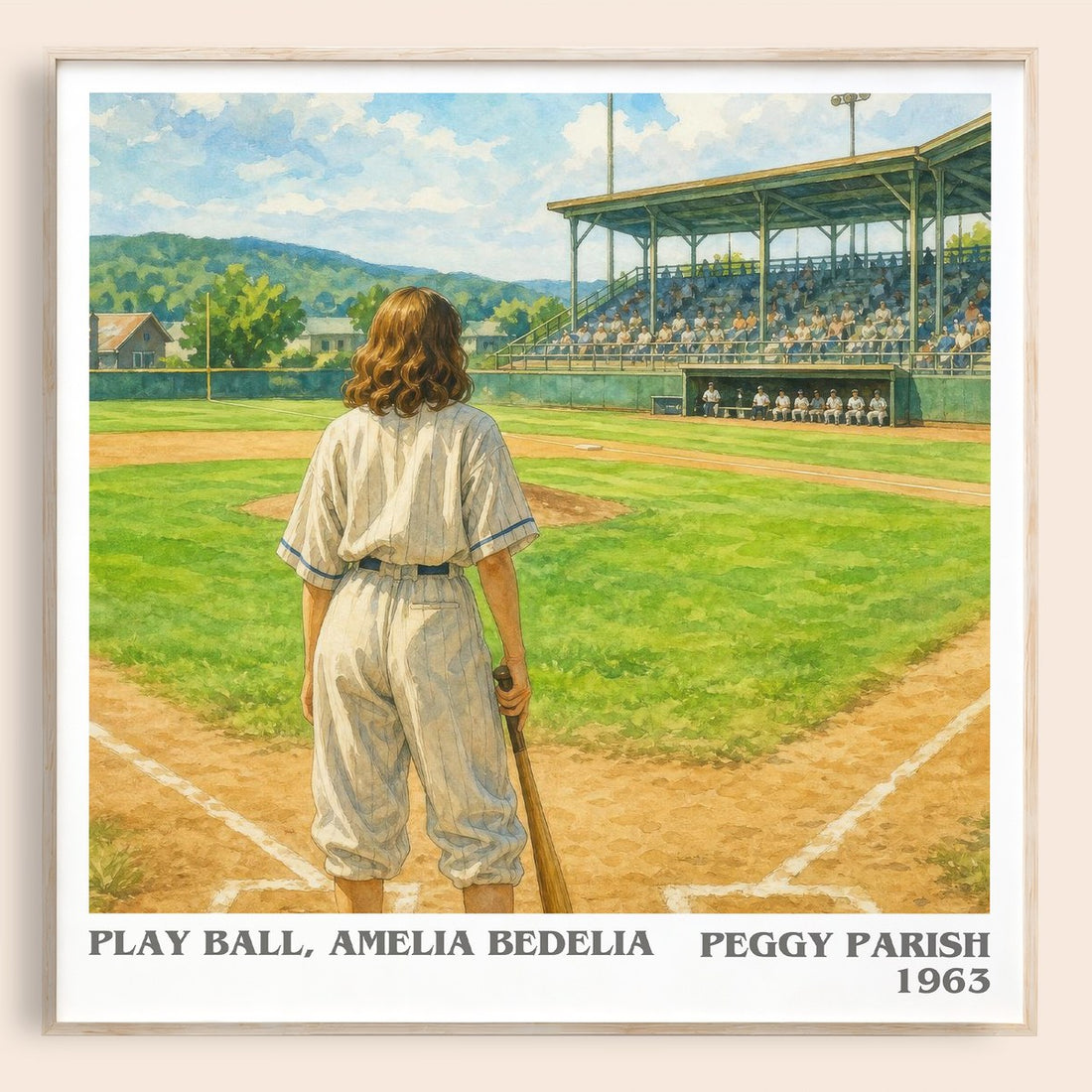 Play Ball, Amelia Bedelia literary book poster by Peggy Parish – framed literary art print
