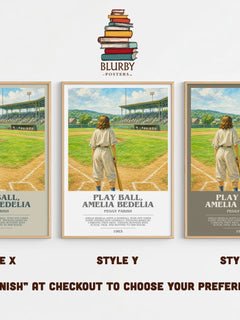 Play Ball, Amelia Bedelia bookish print in frame leaning in hallway – childrens wall art
