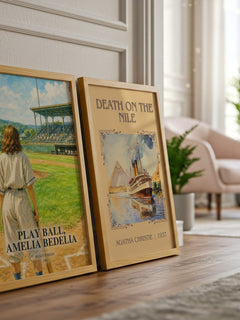 Play Ball, Amelia Bedelia watercolour print framed by window – literary home decor
