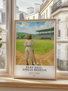 Play Ball, Amelia Bedelia book cover poster colour and style options – Peggy Parish book art