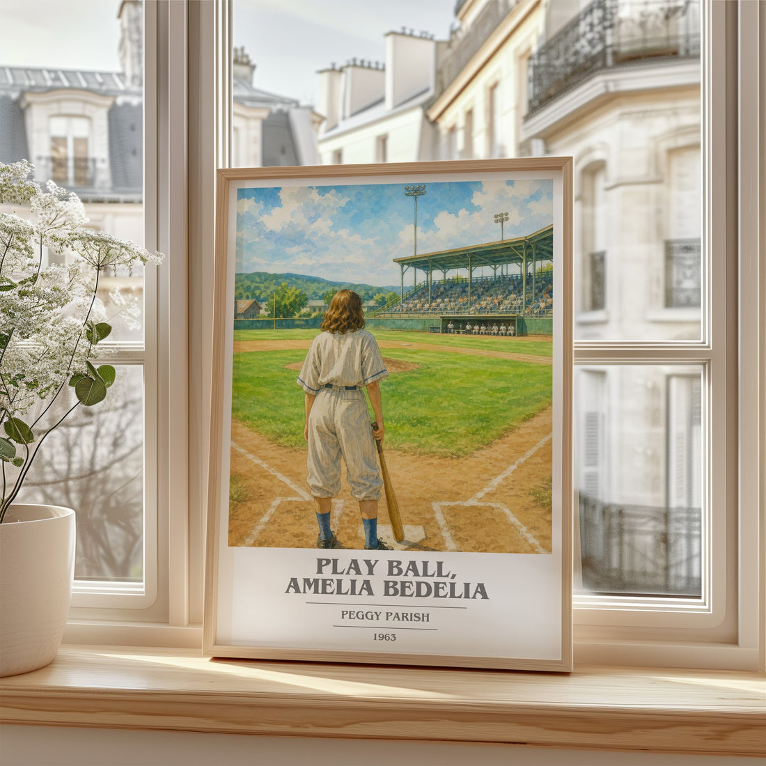 Play Ball, Amelia Bedelia book cover poster colour and style options – Peggy Parish book art