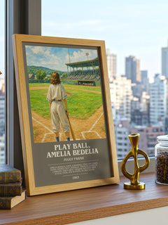 Play Ball, Amelia Bedelia bookish print framed by window – literary home decor