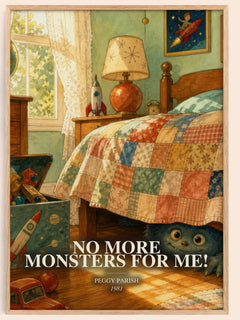 No More Monsters for Me! watercolour book poster by Peggy Parish – framed literary art print
